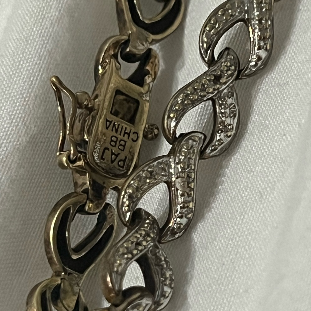 PAJ BB Signed Gold Tone CZ Link Bracelet - Picture 4 of 6